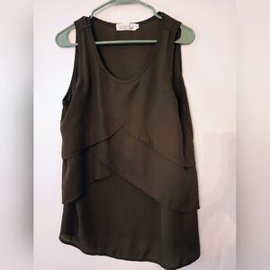 Latched Mama Olive Layered Tank Top, L
